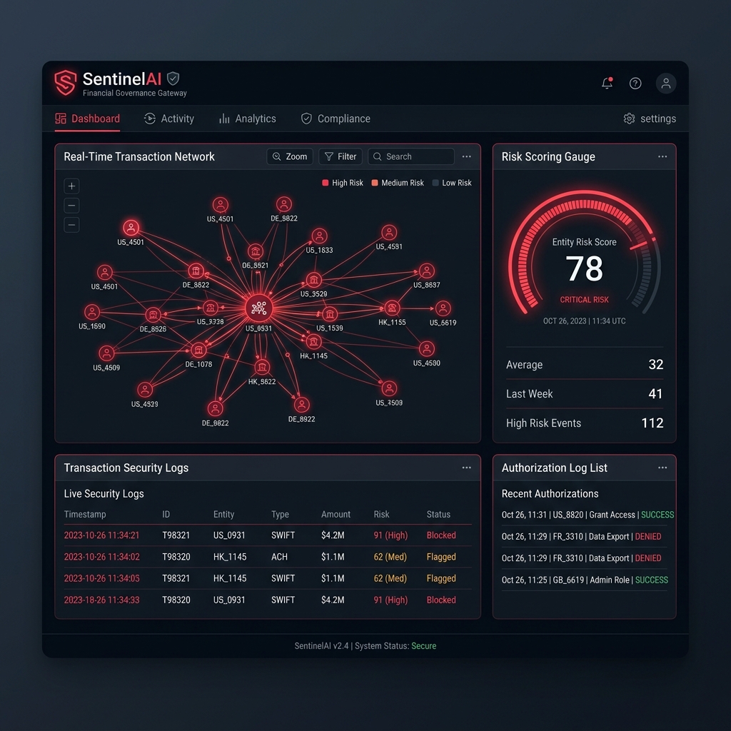 User interface preview of the SentinelAI project